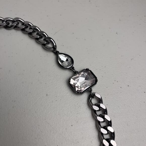 Chicos Chunky Gunmetal Chain Necklace Large Gems Statement Jewelry Bold 36 - 40" - Picture 10 of 16